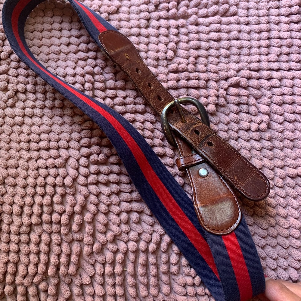 Vintage blue/red/ leather belt